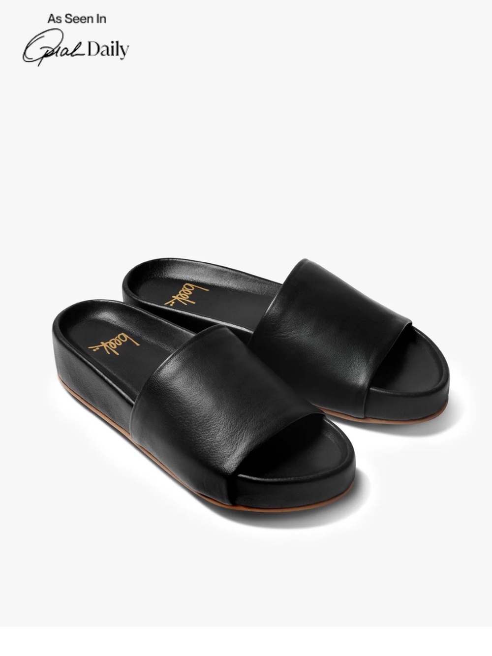 BEEK PELICAN black platform leather slide sandal size 8